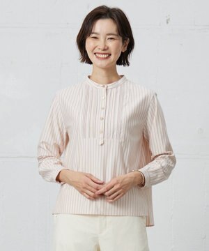 ストライプジャージー ピンタック カットソー