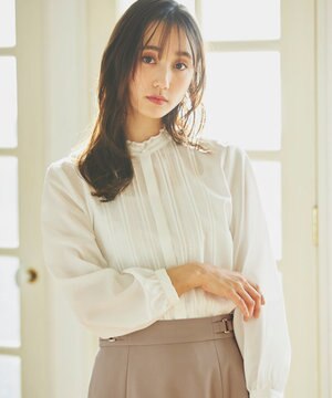  【洗える】レースピンタック ブラウス