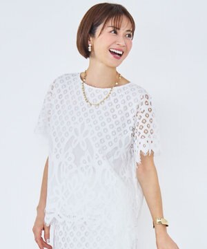  【セットアップ対応】パネルレース ブラウス