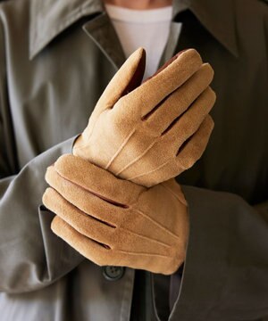  ピッグスエードラムコンビカフスグローブ(MEN)【日本製・タッチパネル対応】