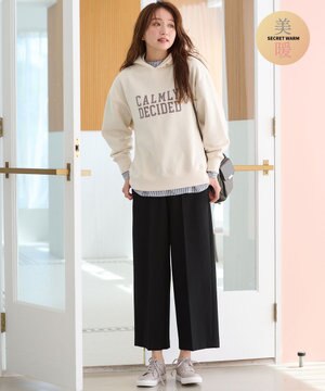 【ウエストゴム/リントラク加工/裏起毛/ストレッチ/洗濯機可能】シークレットウォーム ワイドパンツ