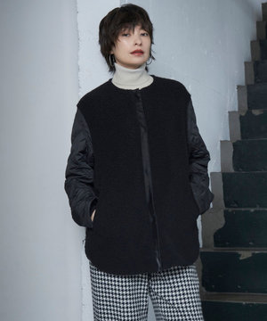 【リバーシブル着用可能】 ラミネートパイルキルト ミドル丈コート