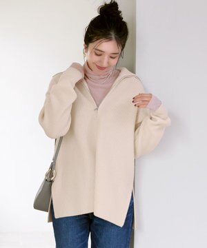  【SLOW/一部店舗限定】ニットトータル ハーフジップ ニット
