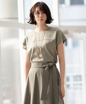 【洗える・UVケア・吸放湿性】シルクストレッチ プルオーバーブラウス