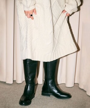  本革ベーシック 裏起毛 ロングブーツ