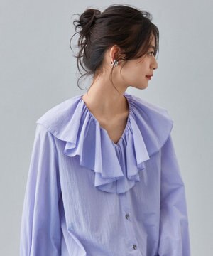 【Marisol10月号掲載】ナイロンタスラン ラッフルカラー ブラウス