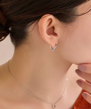  【金属アレルギー対応】ハートフープワンタッチピアス　シルバー/サージカルステンレス