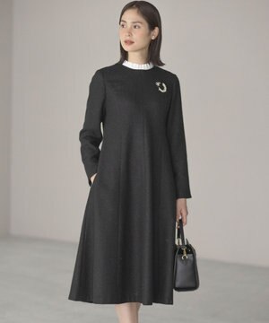 【2WAY】ラメフラノ フリル襟ワンピース