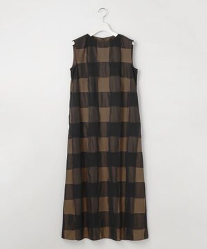  【洗える】ブロンズチェックジャガード ワンピース