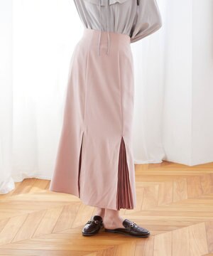 【洗える】プリーツコンビマーメイド スカート