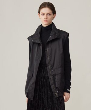  【洗える】グランウォームソフトサテン ミリタリーベスト