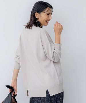  【洗える】ウールミドルゲージ Vネック チュニック ニット