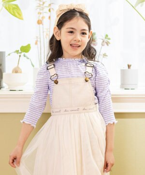  シアー ギンガム 七分袖 Tシャツ