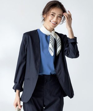 【洗える】リネンヴィスコース ストレッチ ジャケット