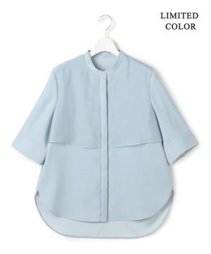  【先行予約・WEB限定カラーあり】 FluidBackSatin バンドカラーシャツ