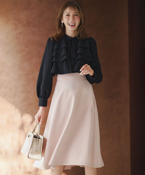 【KUMIKYOKU NAVY】コンフォータブルドレープ フレアスカート