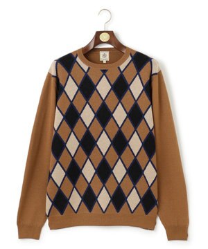  【Australian Merino Wool】インターシャクルー ニット