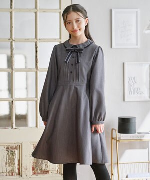  【150-170㎝】 クラシカルグレーワンピース