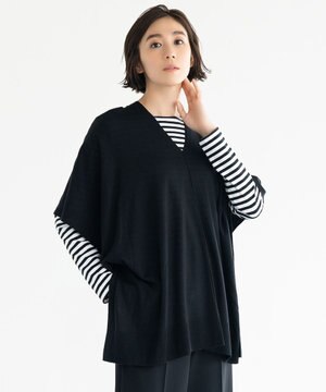  【洗える/セットアイテム】マルチWAYコンビ ニットポンチョ×プルオーバー