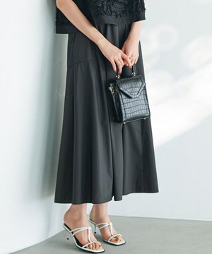  【接触冷感/撥水加工】ストレッチブロード ギャザースカート