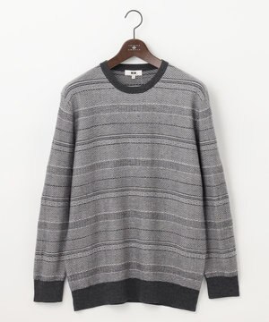  【キングサイズ・ストレッチ/スウェードタッチ/JAPANファブリック】ジャガード柄 プルオーバー ニット