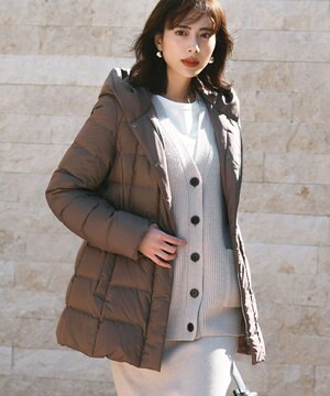 【新色追加/洗える/撥水加工】シレータフタ ミドル丈 ダウンコート