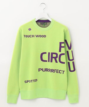  【MEN】【洗える/イージーケア】ロゴ カラーニット