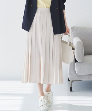  【洗える】ダブルプリーツコンビ スカート