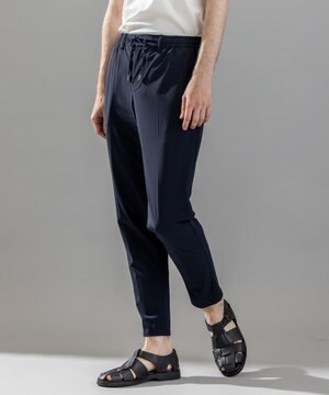  新素材【接触冷感性/防しわ性/ストレッチ/洗える/撥水加工】トリコソリッドストレッチ ドロスト付きテーパードパンツ / PEGG CONVERTIBLE