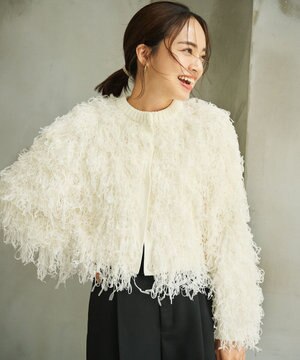  リボンヤーンニットカーディガン