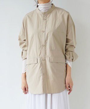  【UNISEX】COTTON PAPER POPLIN BAND COLLAR SHIRT シャツ