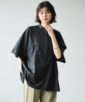  【洗える/セットアップ可能】ハシゴレースビブデザインシャツ