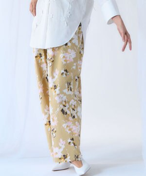  【GOLD LABEL】ペインティングフラワープリント ワイドパンツ