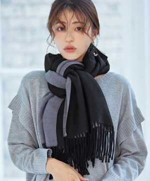  【洗える】リバーシブルデザイン大判マフラー