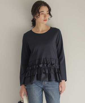  【先行予約】フリルシャツコンビ ロングTシャツ