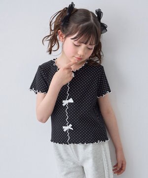  【一部店舗/WEB先行販売アイテム】ドット×リボン 半袖Tシャツ
