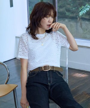  レースショート丈Tシャツ