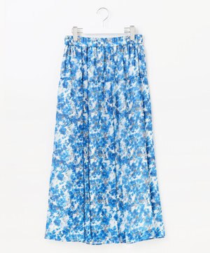 【ウエストゴム・洗える】オルタンシアフルールプリント スカート