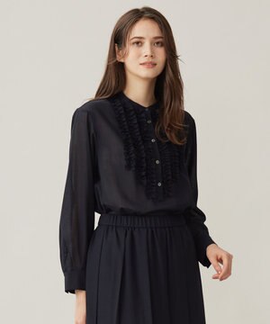 【セットアップ対応・洗える】ハイツイストビエラフロントフリル ブラウス