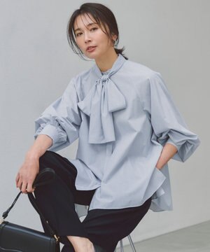 【取り外し可能なボウタイ付き】2WAY ボウタイブラウス
