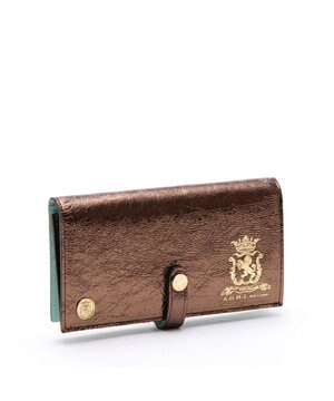  【牛革】イタリアンレザークラックメタルロングウォレット