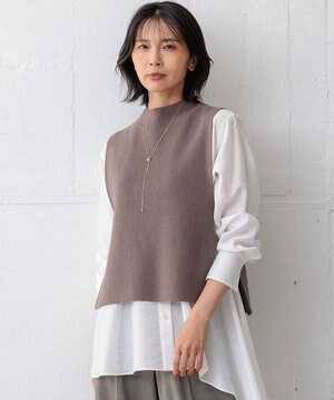  【洗える】コットンリリー ニットベスト