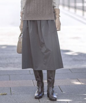  【洗える】グレイス メモリータフタ タック スカート