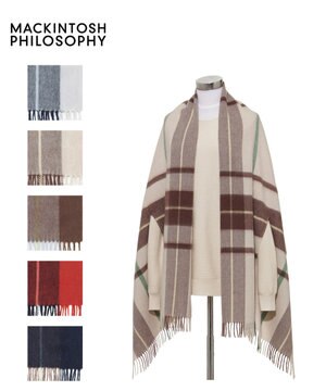  MACKINTOSH PHILOSOPHY(マッキントッシュ フィロソフィー）ウール100% 2WAYチェックポンチョストール