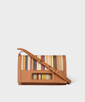  シグネチャーストライプラフィア ショルダーバッグ
