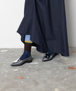  ボーダーシャギーハイソックス