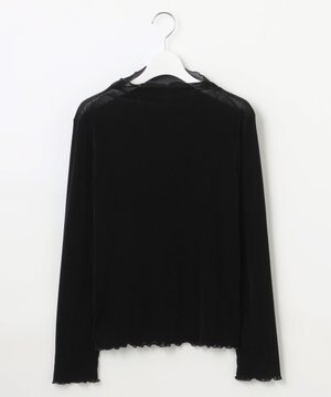  【洗える】ベロア ハイネックトップス