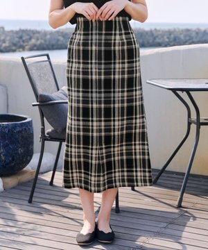  【洗える】カラミチェックスカート