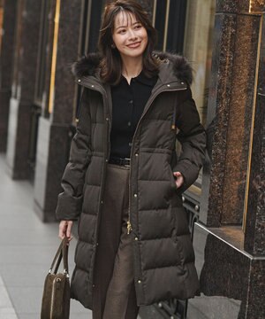  【撥水加工】ブライトウール ロングダウンコート