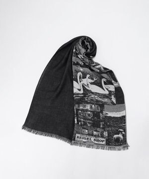  シルクカシミヤストール　グラフィックロンドン